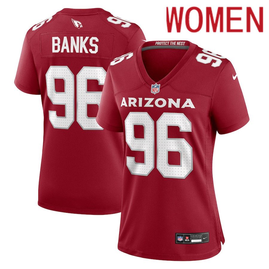 Women Arizona Cardinals #96 Eric Banks Nike Cardinal Game NFL Jersey->women nfl jersey->Women Jersey